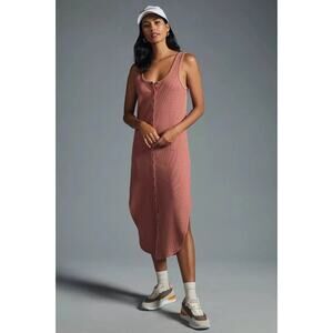 Daily Practice by Anthropologie Button-Front Midi Dress Terracotta Size Large